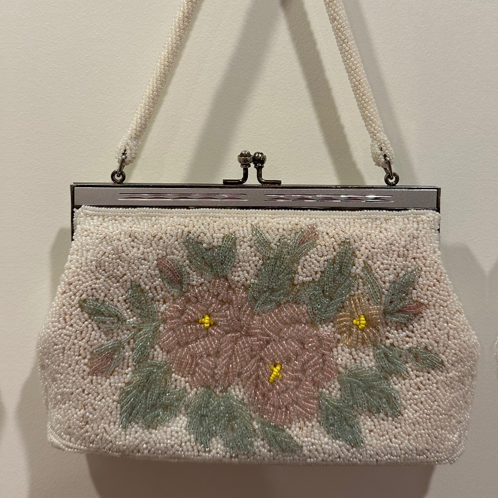 Vintage Floral Beaded Bag